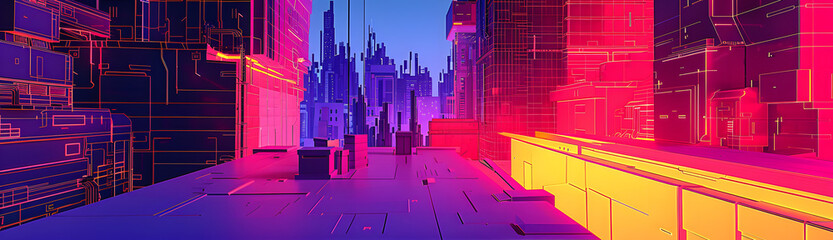 Efficient materials salvage operation reimagining waste and set in a prismatic cityscape 