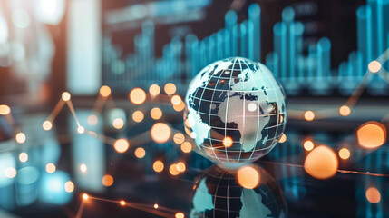 Global Digital Transformation with AI Impact on Marketing and Advertising Campaigns, Abstract Business Data Visualization