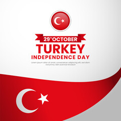 Turkey republic day 29 october square banner with red national flag Background, Cumhuriyet Bayrami