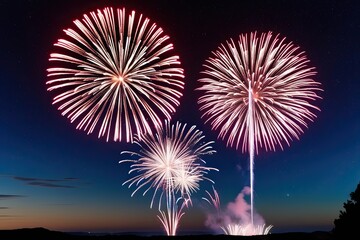 Fototapeta premium Mesmerizing Fireworks Dazzle in a Starry Night Sky