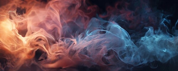Fototapeta premium swirling smoke in shades of orange, pink, and blue, creating a dynamic and visual effect.