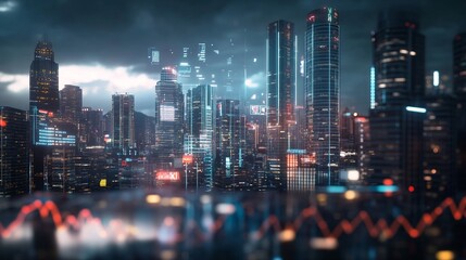 Business downturn holographic price fall