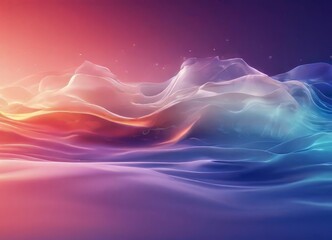 Obraz premium vibrant, abstract scene of fluid, wave-like shapes in a gradient of colors, transitioning from warm hues of orange and pink at the top to cool blues and purples at the bottom.