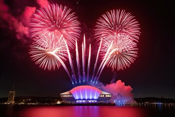 Fototapeta premium Breathtaking Fireworks Show Lighting Up the Night Sky