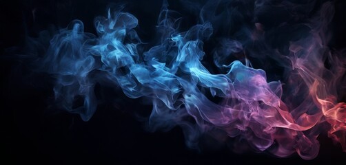 swirling smoke in shades of blue, pink, and orange, creating a dynamic and ethereal visual effect against a dark background.