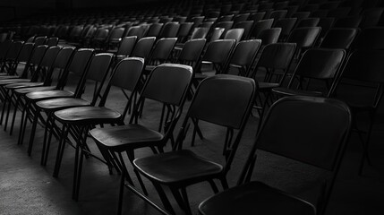 Obraz premium Empty Chairs Black White. Generative AI
