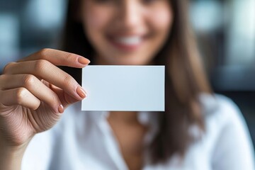 person holding blank card