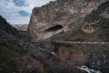 gorge of basalt columns, basalt mountains in Armenia, symphony of stones