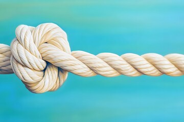 Fototapeta premium Painting of a thick rope knot in front of blue and green pastel colored