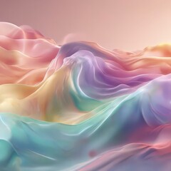 Obraz premium vibrant abstract composition of flowing, multicolored fabric that transitions from pink to purple, with a gradient effect. The background is a gradient of pink and orange,