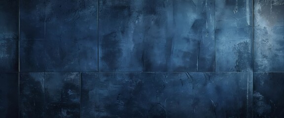 Fototapeta premium a dark blue, textured wall with a grid-like pattern of vertical lines.