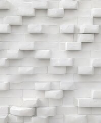 a close-up view of a white, rectangular wall composed of numerous small, square blocks arranged in a repeating pattern.
