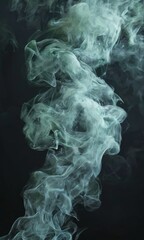 a swirling pattern of white smoke against a dark background, creating an abstract and ethereal visual effect.