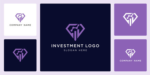 Vector of invest diamond logo and icon design template, can be used in various media easily, editable