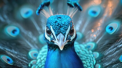 Stunning Realistic Peacock Displaying Its Feathers in a Vibrant Array, Ideal for Nature and Wildlife Themes