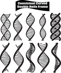 Consistent Curved Double Helix Minimalist Black Silhouette Vector Collection