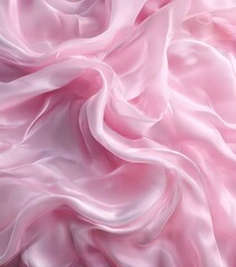 Obraz premium a close-up view of a soft, flowing pink fabric, with the fabric appearing to be made of satin or silk and exhibiting a smooth, shiny texture.
