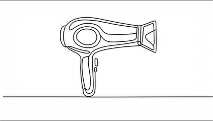 Continuous one line drawing of hair dryer