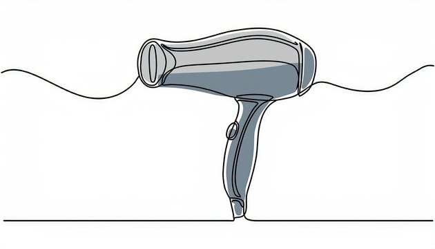recommend clip art: Continuous one line drawing of hair dryer