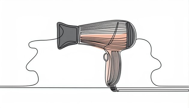 recommend clip art: Continuous one line drawing of hair dryer