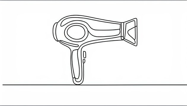 recommend clip art: Continuous one line drawing of hair dryer
