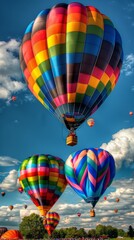 Naklejka premium Colorful hot air balloons, clear skies, HDR spectacle