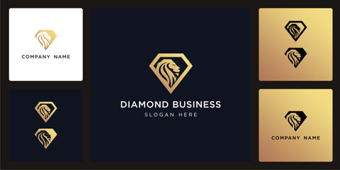 Vector of lion diamond logo and icon design template, can be used in various media easily, editable