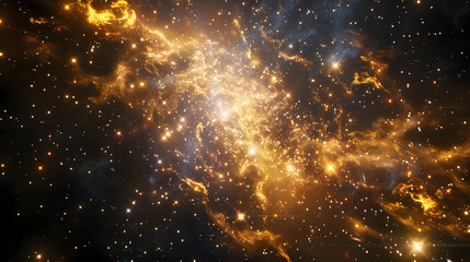 Fototapeta premium Galactic cluster view and stars operating as cosmic computers and nebulae streaming with interstellar data transfers 