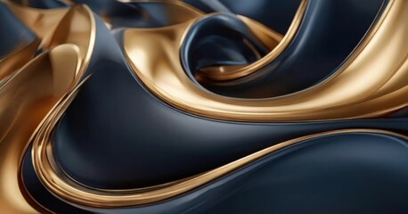 Fototapeta premium close-up view of a gold and black abstract design, with the gold elements appearing to flow and curve, creating a sense of movement and dynamism.
