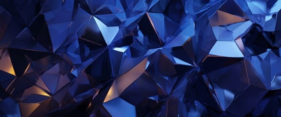 Obraz premium complex, abstract pattern composed of numerous triangular shapes in varying shades of blue and black, creating a visually striking and dynamic composition.