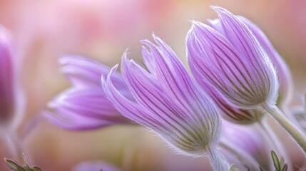 Fototapeta premium Pasqueflower buds spring color. Generative AI