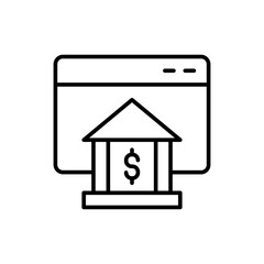 Online investment outline icons, minimalist vector illustration ,simple transparent graphic element .Isolated on white background