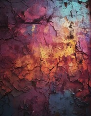 Fototapeta premium a textured surface with a vibrant gradient of colors, including shades of red, orange, yellow, and blue, creating a dynamic and visually striking composition.