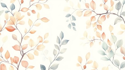 Soft watercolor leaves create a serene and elegant backdrop, perfect for nature-themed projects and peaceful designs.