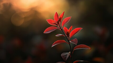 Plant, red, leaves. Generative AI