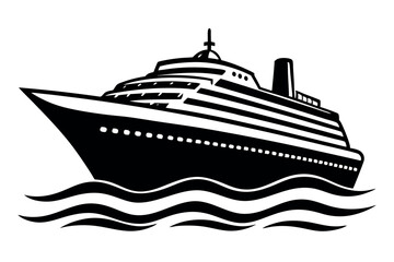 Obraz premium Modern Cruising Ship silhouette vector illustration. 
