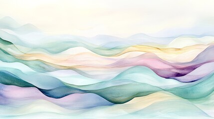 Fototapeta premium A serene abstract landscape with gentle waves in pastel colors, creating a tranquil and soothing atmosphere.