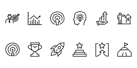 Business Management line icons, success, businessman, finance, Vector illustration.