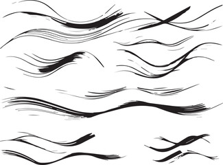 Fototapeta premium Wavy Brush Minimalist Black Silhouette Vector Collection