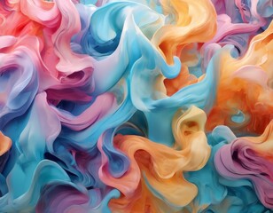 Obraz premium a vibrant abstract composition featuring swirling, multicolored shapes and patterns, creating a dynamic and visually scene.