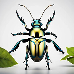 Hyper-Realistic Beetle on White Background with Intricate Detail