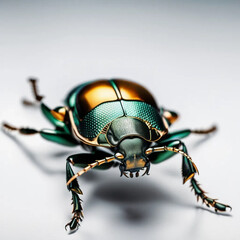 Hyper-Realistic Beetle on White Background with Intricate Detail