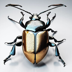 Hyper-Realistic Beetle on White Background with Intricate Detail