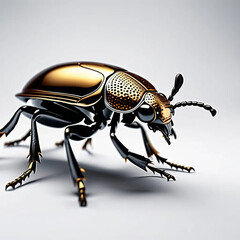 Hyper-Realistic Beetle on White Background with Intricate Detail