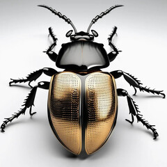 Hyper-Realistic Beetle on White Background with Intricate Detail