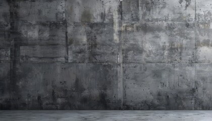 A textured concrete wall with a rough, uneven surface, featuring a mix of gray, black, and white colors.