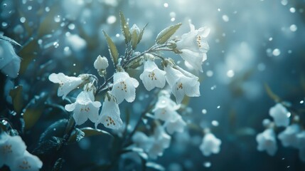 Snowdrops White Blooms Pot. Generative AI