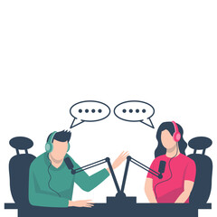 People Doing Podcast. International Podcast Day Illustration