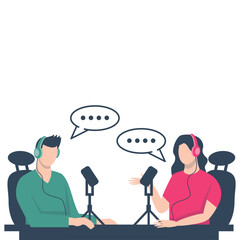 People Doing Podcast. International Podcast Day Illustration