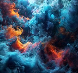 Fototapeta premium a digital art piece featuring a swirling, abstract pattern of blue, orange, and red hues, creating a sense of movement and dynamism.